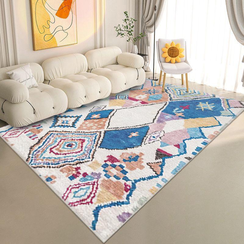 Simple Geometric Lines Imitation Cashmere Carpet Planting Bedroom Velvet Flat Replacement Bedside Blanket Tatami Floor Mat Living Room Table Blanket