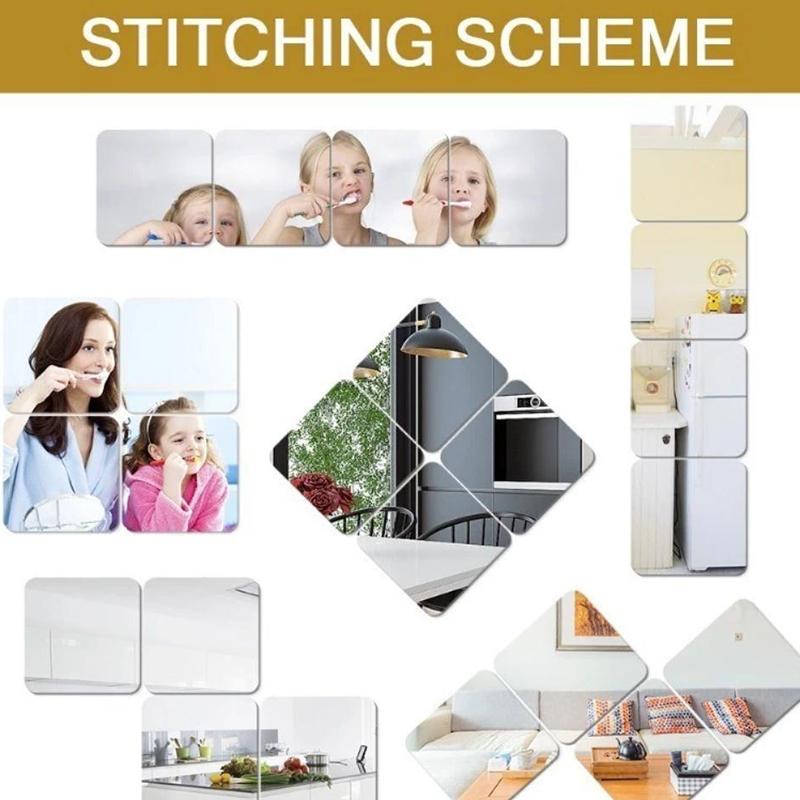 8 Stück 20X20Cm / 30X30Cm Acryl Flexible Spiegelfolien / Selbstklebende Türspiegel-Fliesen / Zuschneidbarer Wandmontierter Spiegel-Stic