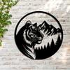 1pc Black Metal Tiger Wall Art 15.74 Inch Round Wildlife Design Mountain Forest Pattern Home Patio Balcony Decor Housewarming Wedding Mother Day Gift