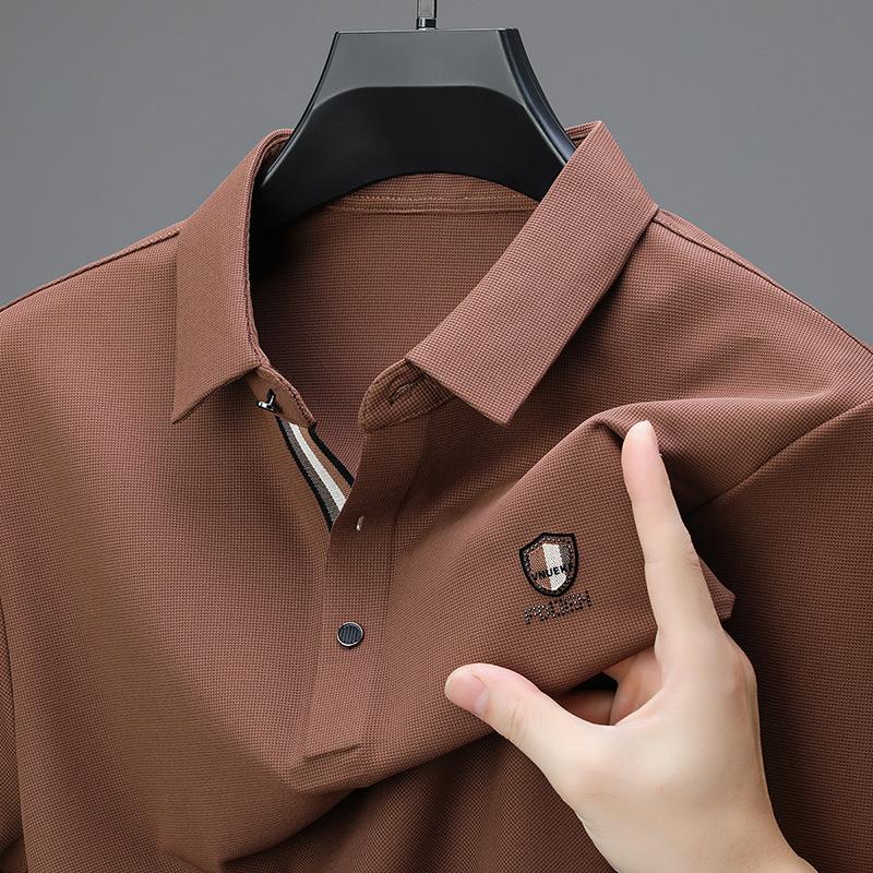 Traceless Long-Sleeved Polo Shirt Men'S Senior Sense Business Casual Elastic Lapel Polo