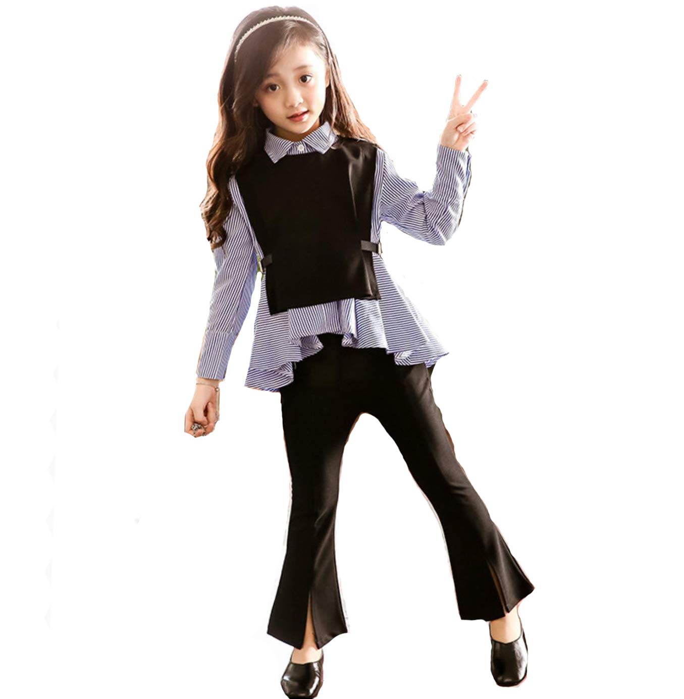 

VIISEN Cute Long Sleeve and Perfect for Junior and Casual Perfect for School Entrance and Everyday Suitable for and Sizes Size Girls 3-Piece Set синий