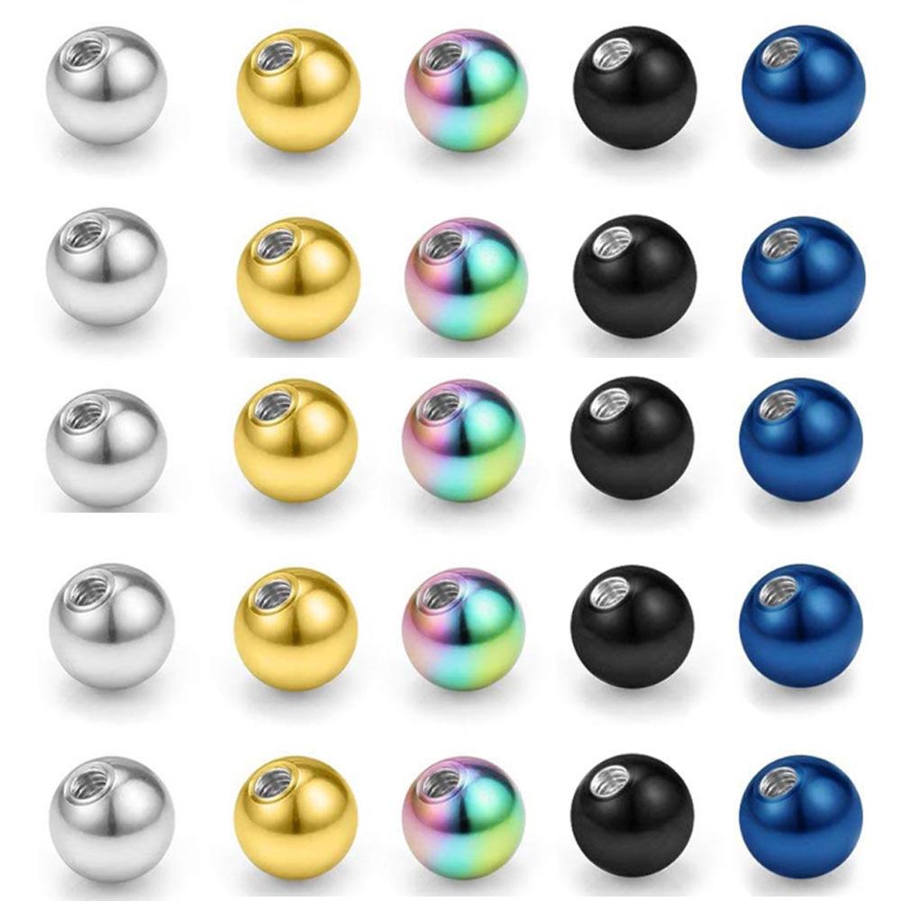 Kolczyk ze stali nierdzewnej z gwintowaną okrągłą kulką - Tytanowa nakrętka, 1,2/1,6 mm