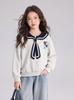 2026 Autumn New Arrivals: Navy Academy Style Bow Collar Top for Girls, Junior and Senior High School Versatile Loose Hoodie