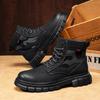Fashion Outdoor Men's Lace-Up High Top Shoes Classic Male Ankle Boots Leisure Walk Casual Shoes Fashion Leather Motorcycle Boots Botas