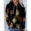 Womens Oversized Hooded Sweatshirt With 3D Print Loose Fit Casual Top 2025