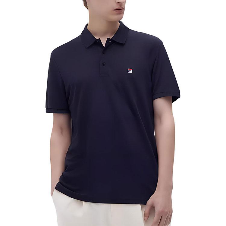 Fila Polo Shirt With Collar Business Casual Sports Knit Short Sleeve Men Tops Legendary-Blue F51M411104ANV