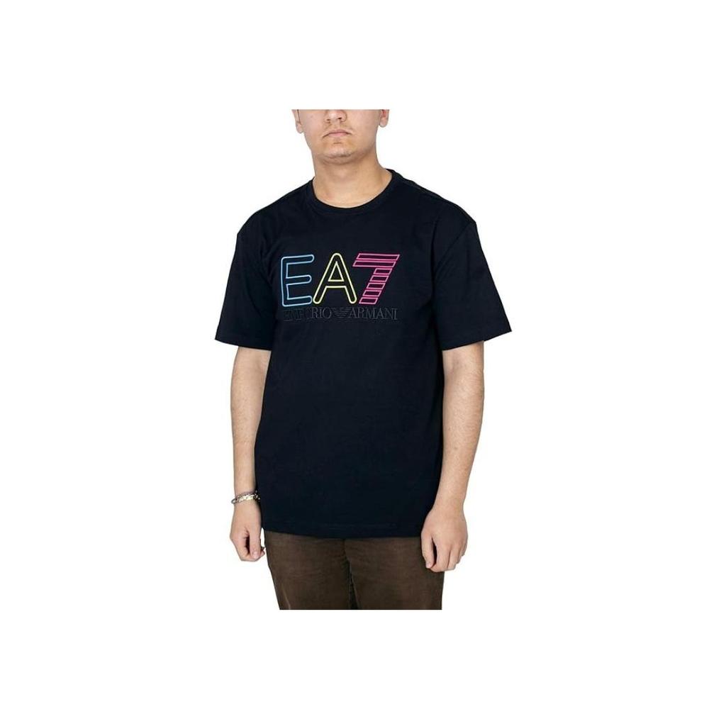 Emporio Armani EA7 Letter Logo Printed Crew Neck Short Sleeve T-Shirt Unisex Tops Black 3RUT02-PJ02Z-1200