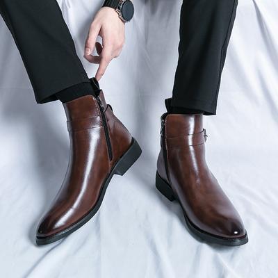 Fashion Fashionable Simple Atmospheric Leather Boots Business and Leisure Chelsea Men's Boots Leather Soft Versatile High Top Men Shoes