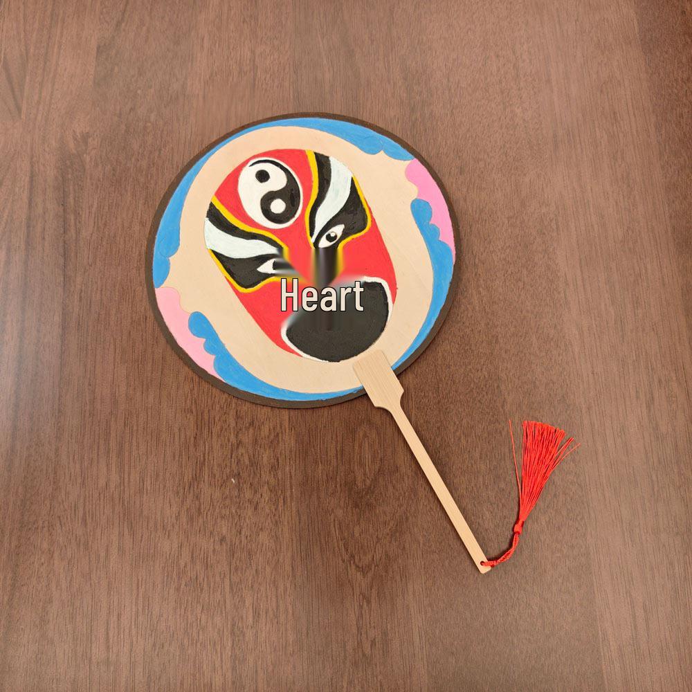 Children s Eco-friendly DIY Peking Opera Face Painting Fan - Intangible Cultural Heritage Craft Kit