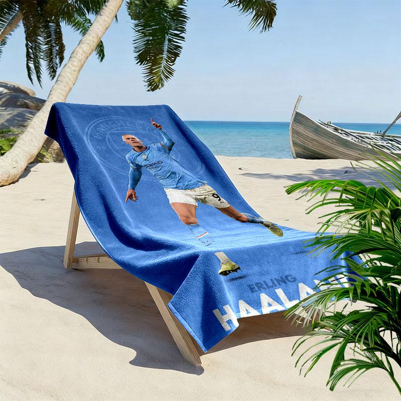 Erling Haaland Vibes Strandtuch, Großes Weiches Schnelltrocknendes Handtuch für Strand Camping Schwimmen