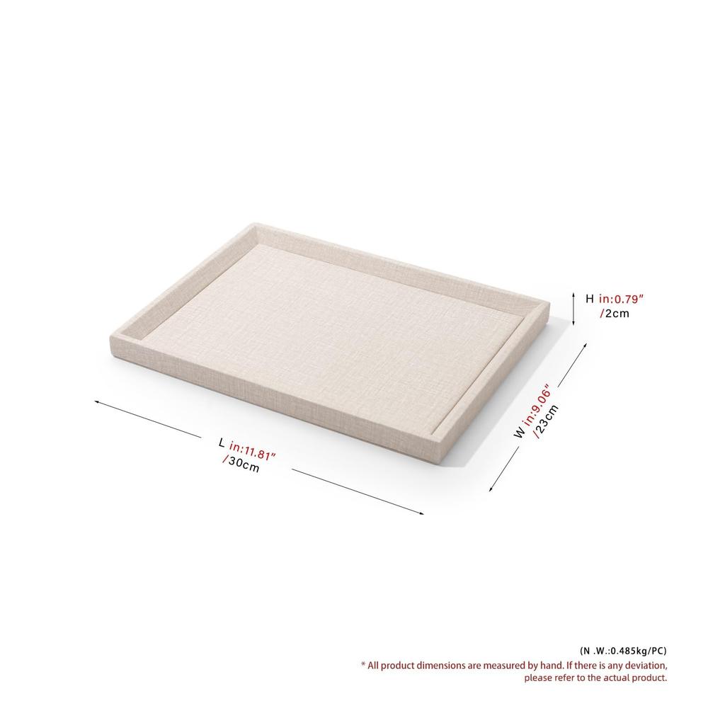 Woodten Striped Leather Jewelry Tray Accessory Organizer Watch Display Storage P09802 Off-White