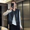 2025 Spring/Summer PU Leather Vest with Lace Hem - Sleeveless Design