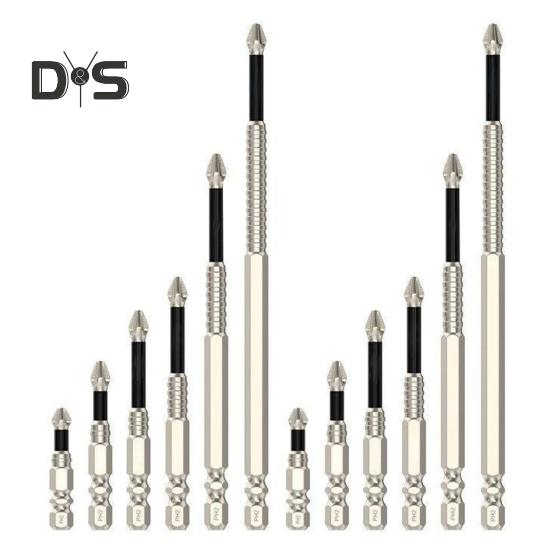 6/12-teiliges Set mit hochmagnetischen Schraubendreher-Bohrern, starke Haltbarkeit, weit verbreitet, rutschfeste Bohrer, Präzisions-Schraubendreher-Set