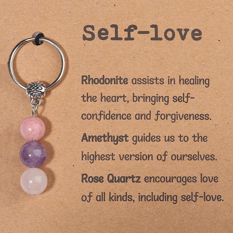 Natural Crystals Keychain Gift For  Beginnings Small Healing Stones Keychain For Anxiety Relief. Healing Crystals