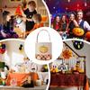 1pcs Kids Halloween Candy Bag Storage Basket Imitation Linen Plaid Fabric Design Portable Decoration Halloween Candy Bag