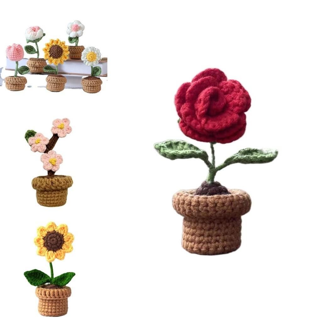 Topfpflanze Handgemacht Gehäkelt Künstliche Strickblume Heimdeko DIY