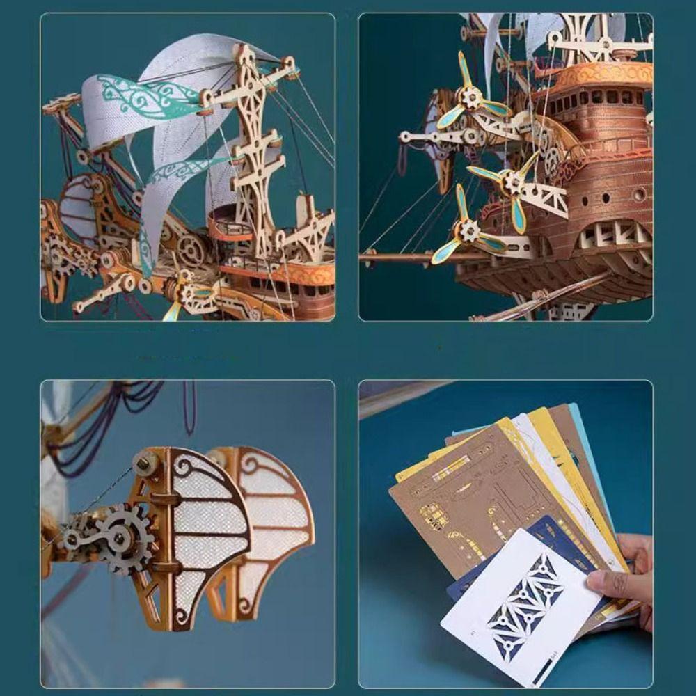 Assembly DIY 3D Wooden Puzzle Miniature Model Ship Building Block Kits  Children Kids Girls