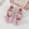 Girls' Single Shoes Elsa Princess Shoes New Spring and Autumn Style Baby Girls' Crystal Shoes Small Leather Shoes Children's High Heels