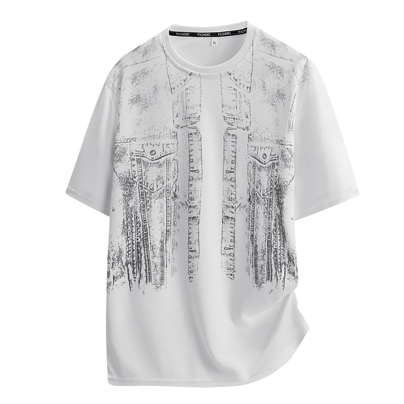 Camiseta de manga curta masculina de verão casual solta meia manga camiseta masculina respirável