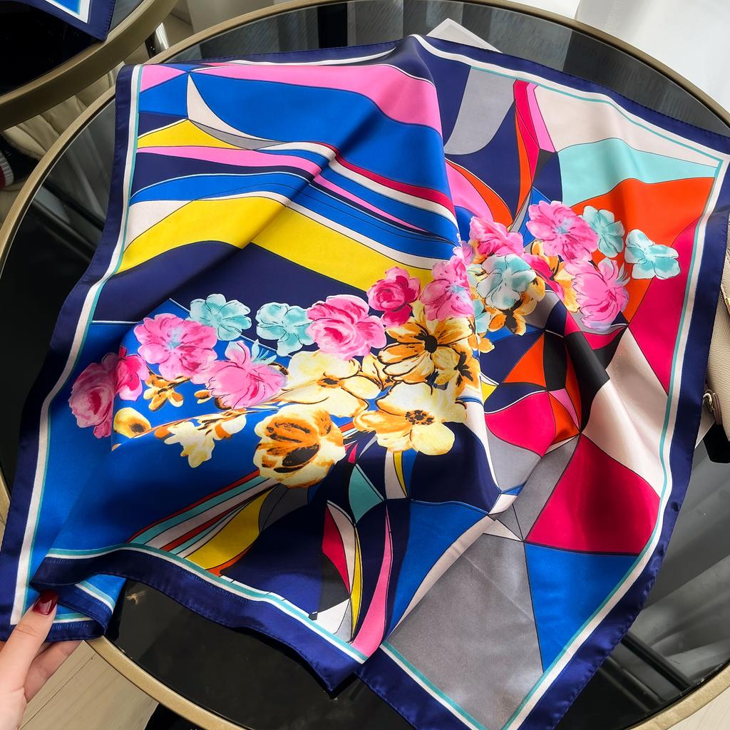 2025 New Luxury Square Silk Scarf for Women Hijab Hair Bands Neckerchief Female Satin Shawl Ribbon Headband Neck Fashion Bandana