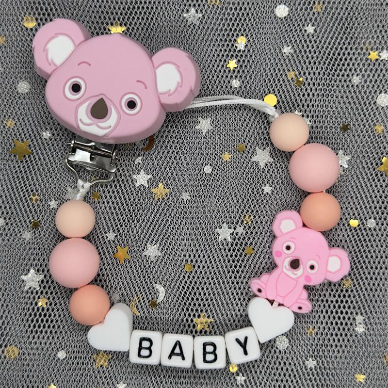 Free Personalised BPA Free Silicone Baad Dummy DIY Silicone Baby Pacifier Custom Clip Name Colorful Pacifier Chain Teething Gift