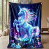 Glowing Magical Unicorn Theme blanket Lightweight Warm Flannel Blanket Decorative Throw Blanket for Home Decoration