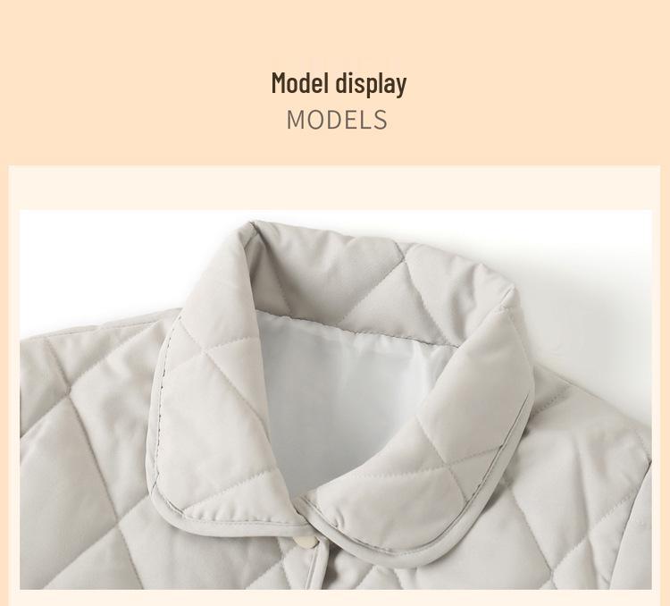 Dámský podzimní/zimní lehký a hřejivý bavlněný kabát - Módní krátká prošívaná bunda pro ženy středního a staršího věku.