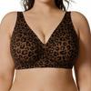Plus Size Seamless Leopard Print Invisible Bra with Soft Support