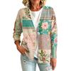 Women's fashionable casual buttoned patchwork fabric printed coat