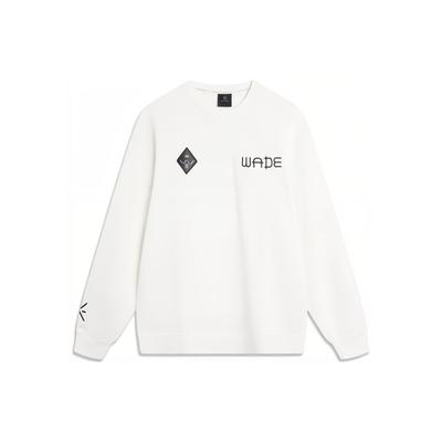 Li Ning X Cyril Artist Collaboration Series Bedrukte Letter Crewneck Pullover Fleece Lange Mouw Sweatshirt Unisex sweatshirt Off-White AWDTB79-2