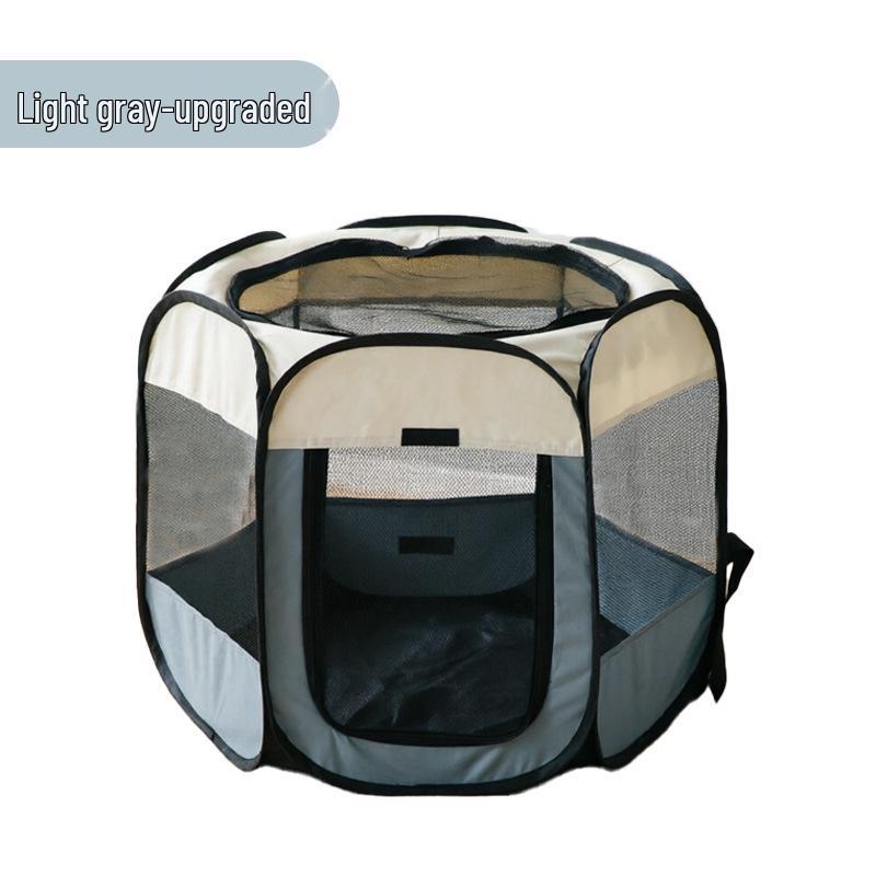 Octagonal Pet Playpen: Folding Cage & Bed for Cats and Dogs