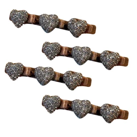 

4 шт. плетеные заколки для волос со стразами, сверкающие искусственные кристаллы, плетеные заколки для волос в форме сердца