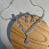 European & Korean Bridal Jewelry Set: Zirconia Necklace & Earrings for Wedding Accessories