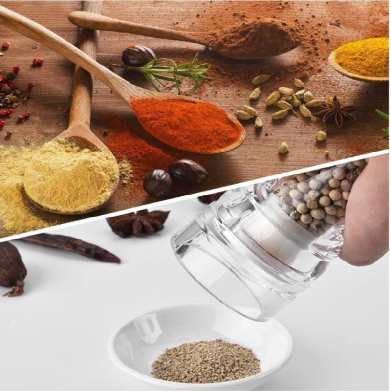 Spice Mill Salt and Pepper Grinder Refillable Shaker Manual Herbs Grinder Adjustable Ceramic Rotor Kitchen Tools