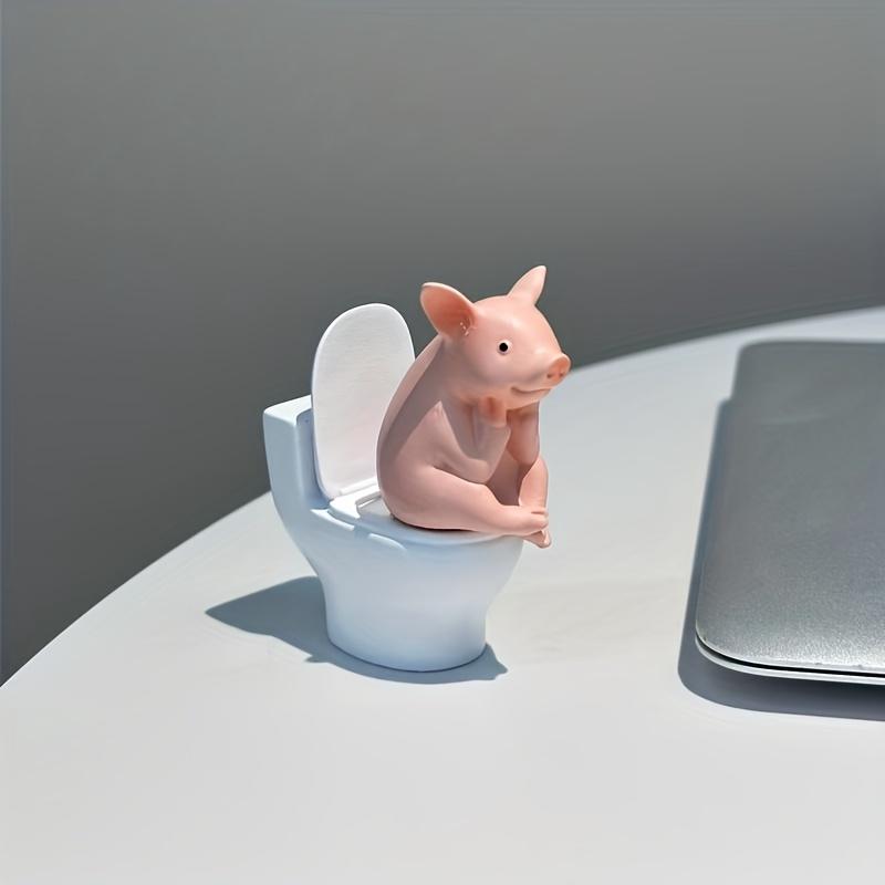 1pc Cute Pig Sitting Toilet Ornament - for Your Bathroom, Suitable for Tabletop or Wall Display