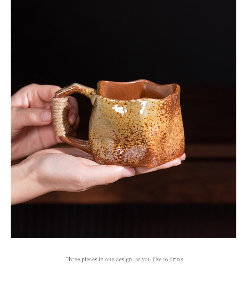 Irregular Retro Ceramic Coffee Mug - Unique Kiln-Changed Design