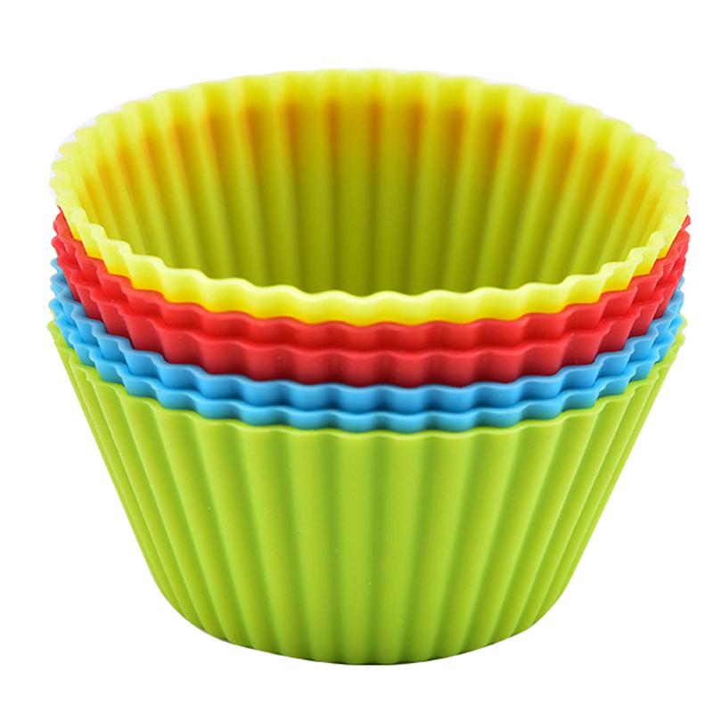 5Pcs Round Silicone Mold Cupcake Muffin Cup Baking Egg Tart Pudding Jelly Cookies Mold Reusable Diy Tool