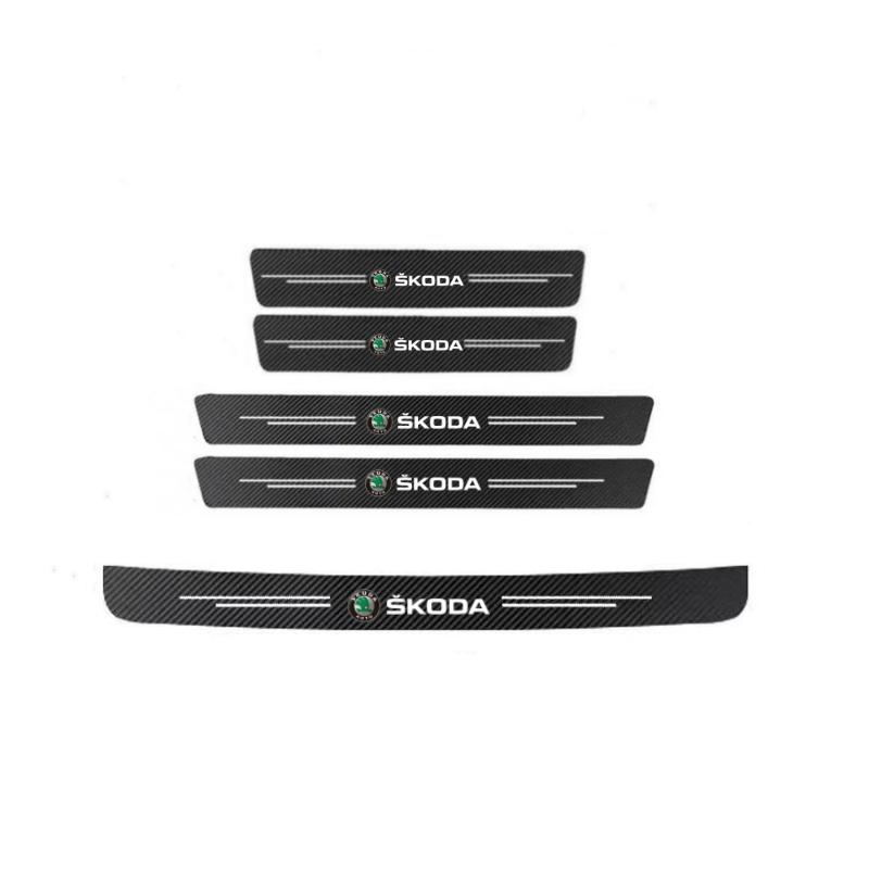 WMZW4 Carbon Fibre Car Door Sill Threshold Bumper Protector Sticker For Skoda Octavia 2 A7 A5 Rapid Fabia Yeti Superb SCALA Accessorie