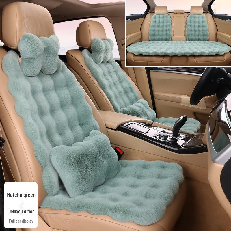 Winter Bubble Fleece Car Seat Cushion Set - Rabbit Fur Plush for Warmth