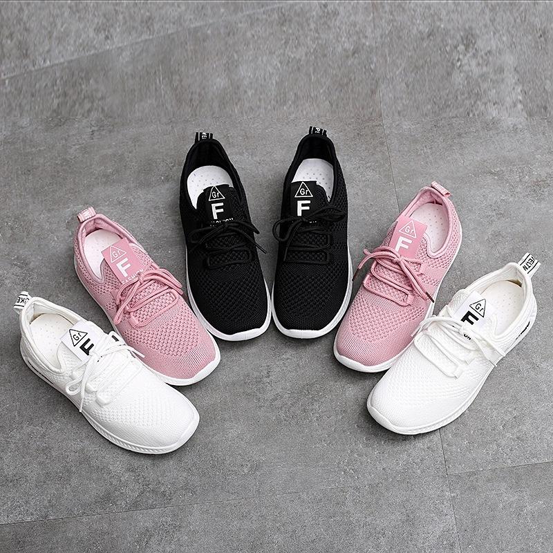 Spring and Autumn New Flying Woven Versatile Lace-up Casual Shoes Lightweight Mesh Breathable Sneakers