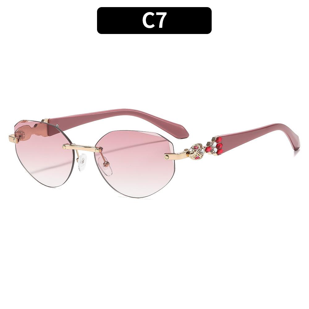 European and American frameless trimmed fashion polygon women's sunglasses personalized sunglasses street photography travel sunglasses
