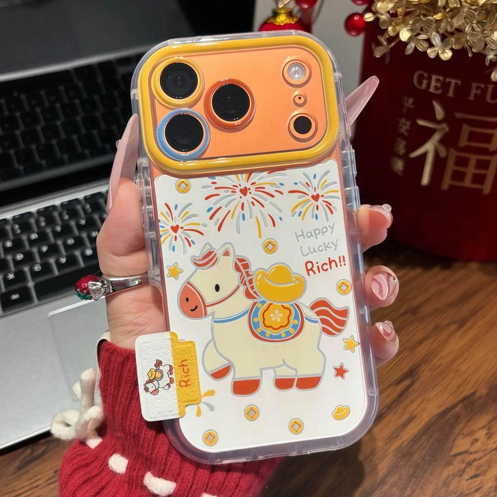 Pony Money for Apple 17 Mobile Phone Case iPhone16PROMAX Gold Ingot Pony New Year Protective Case 15