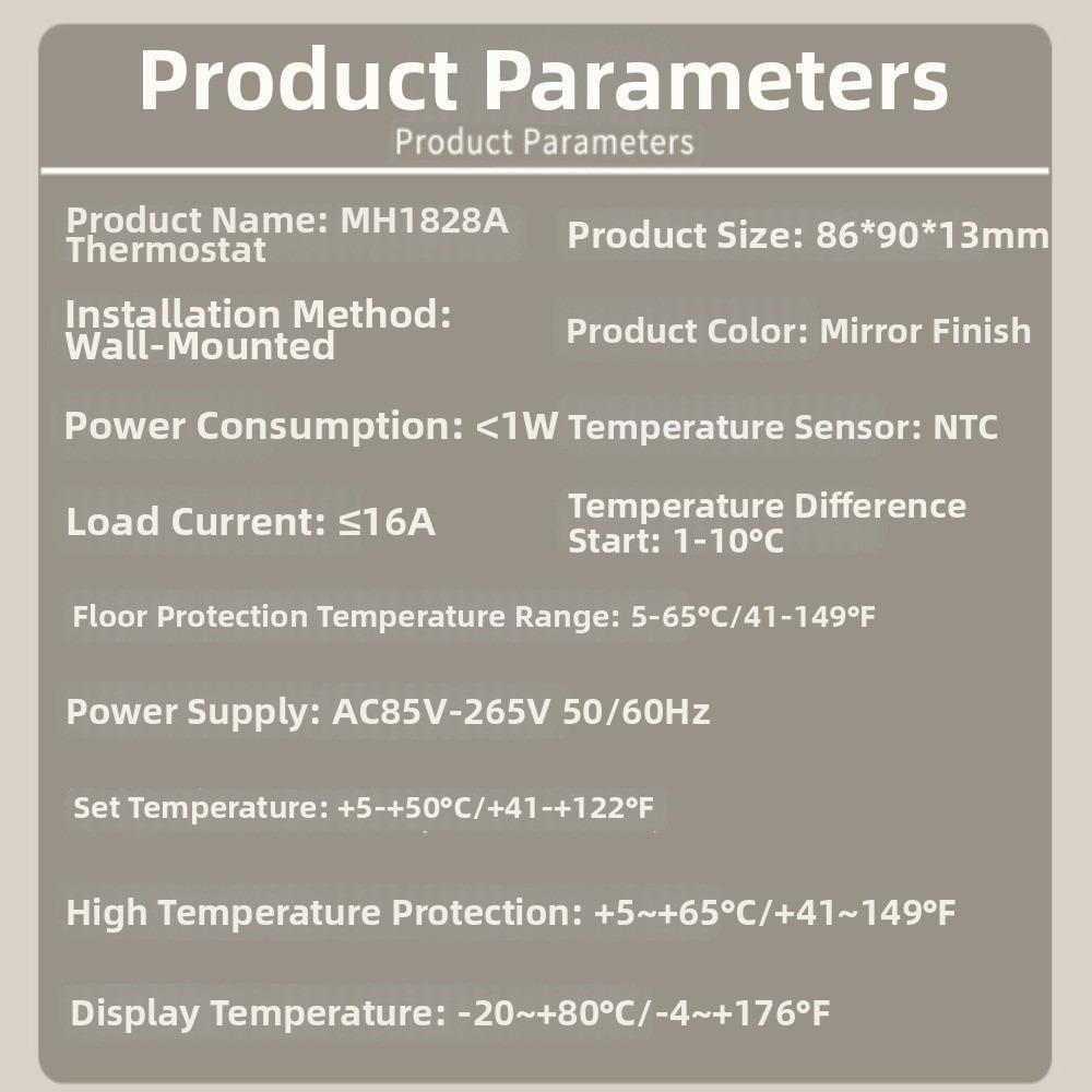 Touch Screen Floor Heating Controller Electric Heat Thermostat Room Temperature Control