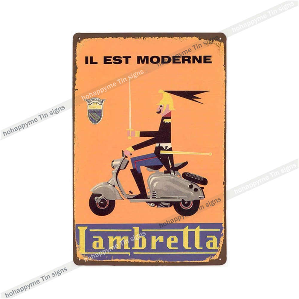 Lambretta Motor Vintage Metal Sign Plaque Decoration Motorcycle Garage Bar Wall Art Poster Plate Home Decor 20x30cm