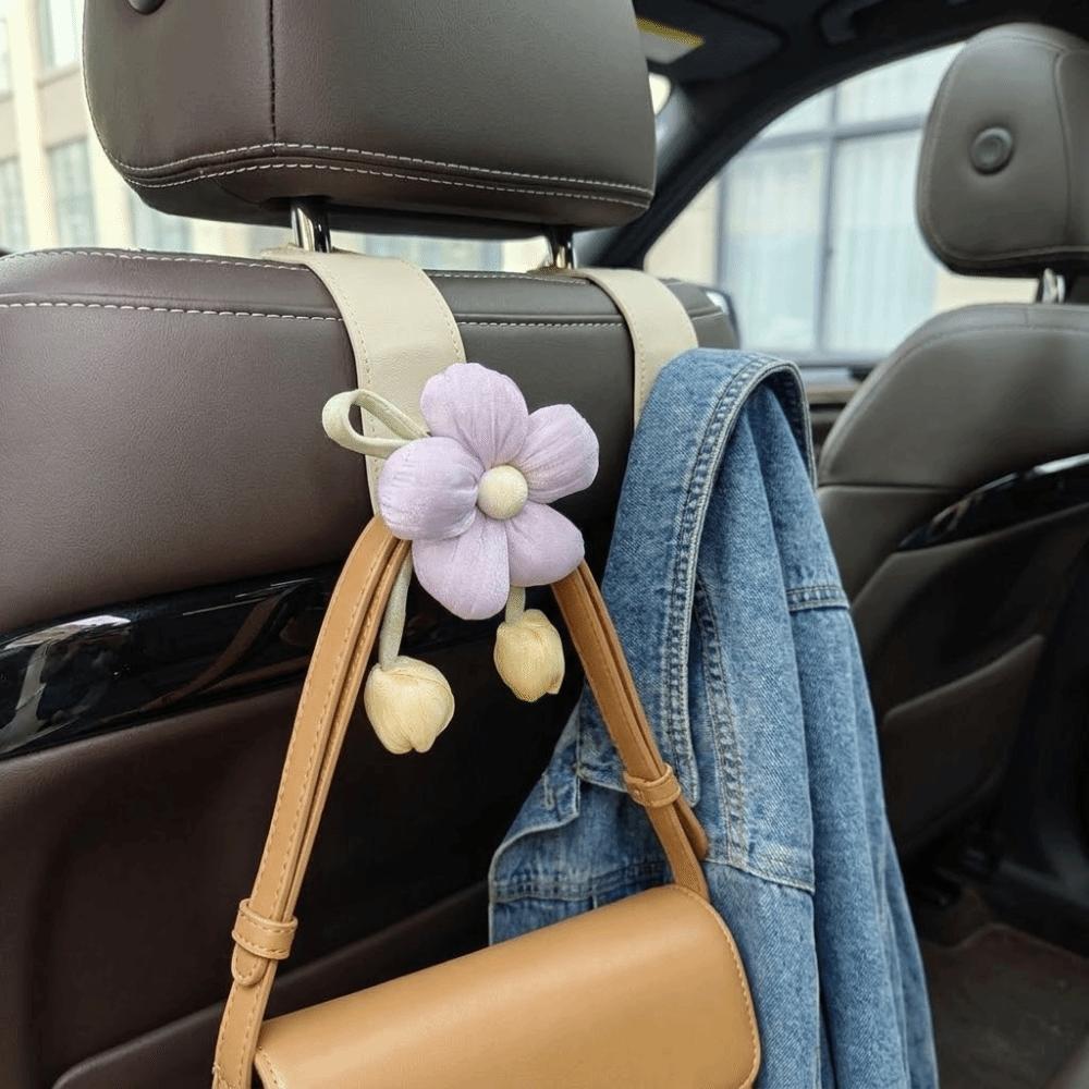 Space Saver Tulip Flower Car Hooks Portable Car Hanging Hook Multipurpose Car Back Seat Hooks SUV