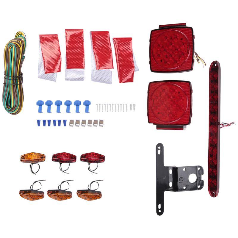 NEW-Trailer Led Light Kit, Square Led Stop Turn Tail Brake License Plate Running Lights With Wiring Harness/Marker Lights красный