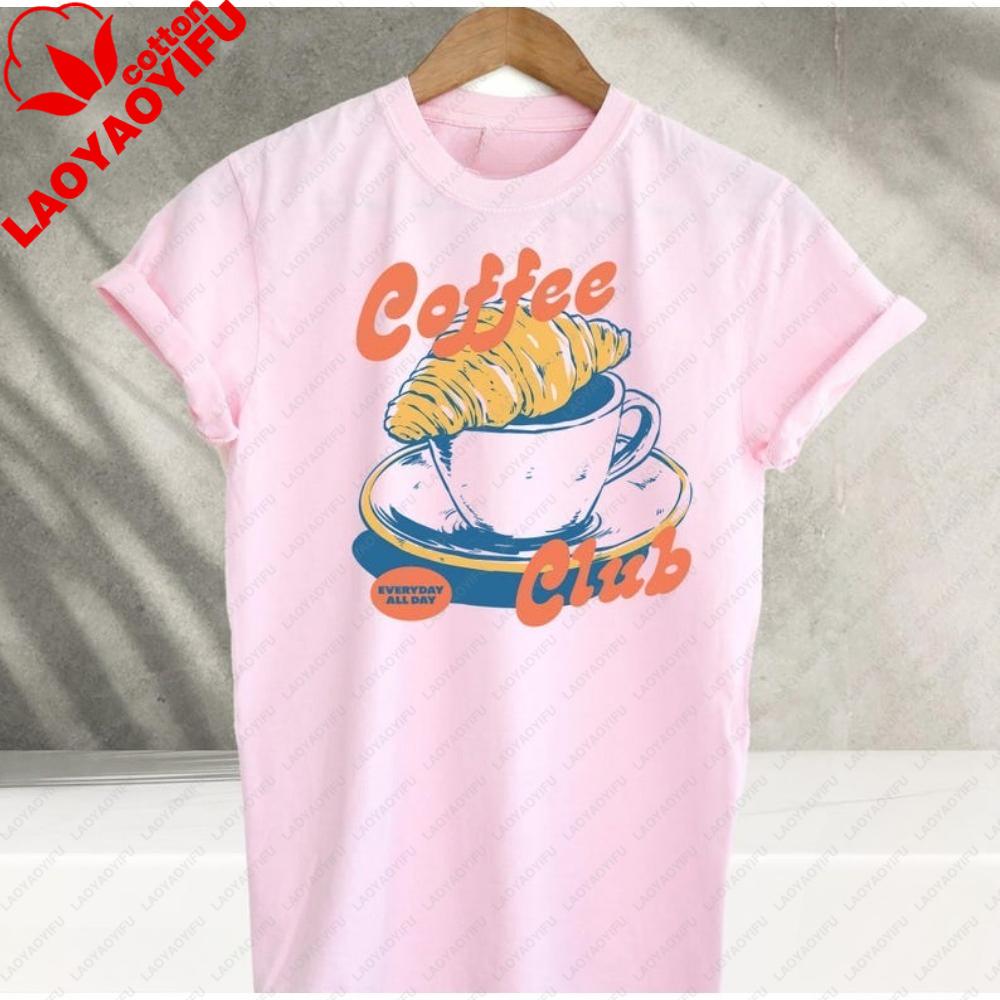 Coffee Club Vintage Unisex Tshirt Retro Coffee Lover Tee Cafe Aesthetic Shirt Y2k Espresso Graphic Top Trendy Foodie Gift Idea