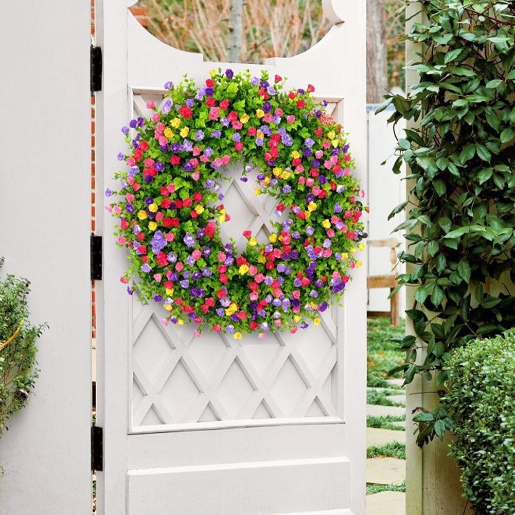 43CM Spring Wreath Artificial Eucalyptus Flower Garland Door Wall Hanging Home Decor Festival Holiday Wedding Party Decoration