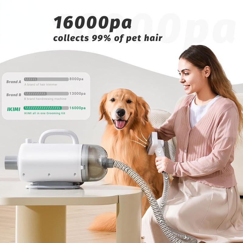 16000Pa Pet Grooming Vacuum & Blow Dryer Pet Shop Grooming Vacuum Kit Household High Velocity Hair Suction Device