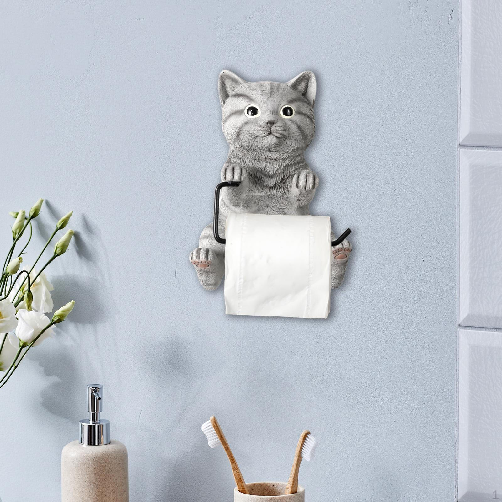 

Cute Cat Toilet Paper Roll Holder Bathroom Storage Decor Dispenser Funny Tissue for сірий